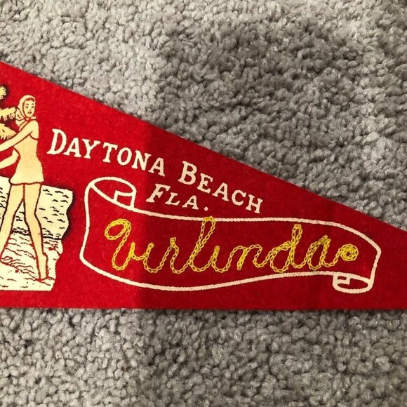 1950s Antique Daytona Beach Florida Pennant Flag 12" - Picture 5 of 5